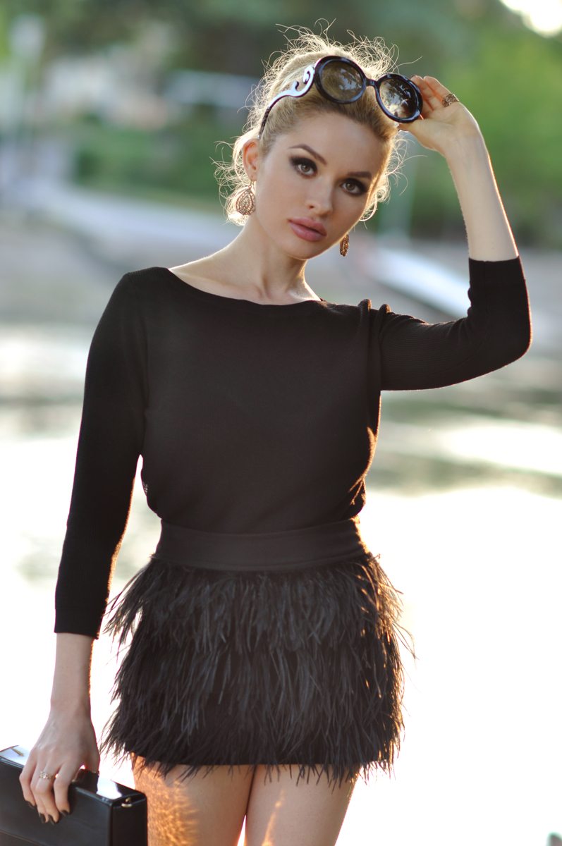 black feather dress zara